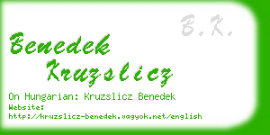 benedek kruzslicz business card